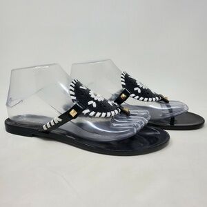 Jack Rogers Womens Sz 7 Black white Georgica Thong
